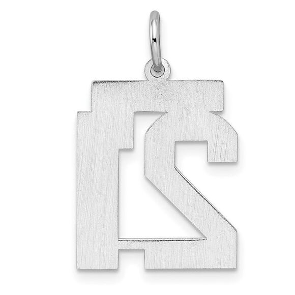 Sterling Silver, Athletic Collection Medium Polished Number 21 Pendant - Picture 3 of 5